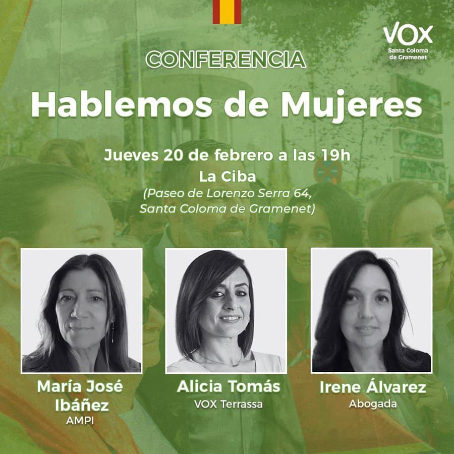 Hablemos de mujeres, una conferencia en Santa Coloma con Alicia Tomás. Cartel del evento.