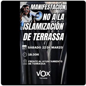 Manifestación NO A LA ISLAMIZACIÓN DE TERRASSA